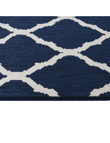 Tappeto da Esterno Navy e Bianco 80x250 cm Design Reversibile