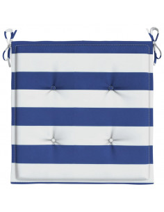 Cuscini per Sedia 2pz Strisce Bianche e Blu 50x50x3 cm Tessuto