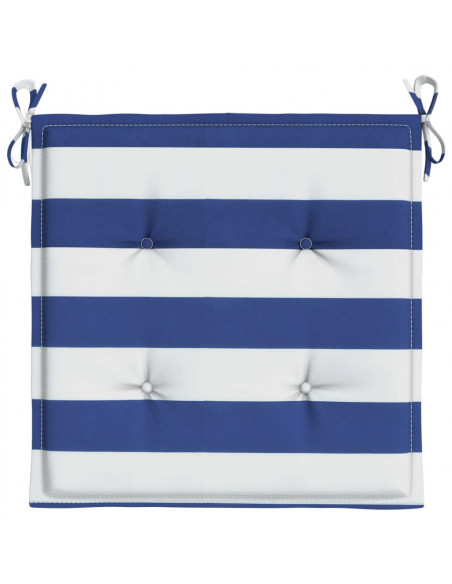 Cuscini per Sedia 2pz Strisce Bianche e Blu 50x50x3 cm Tessuto
