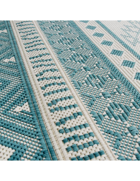 Tappeto da Esterno Aqua e Bianco 80x150 cm Design Reversibile