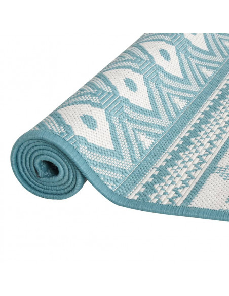 Tappeto da Esterno Aqua e Bianco 80x150 cm Design Reversibile