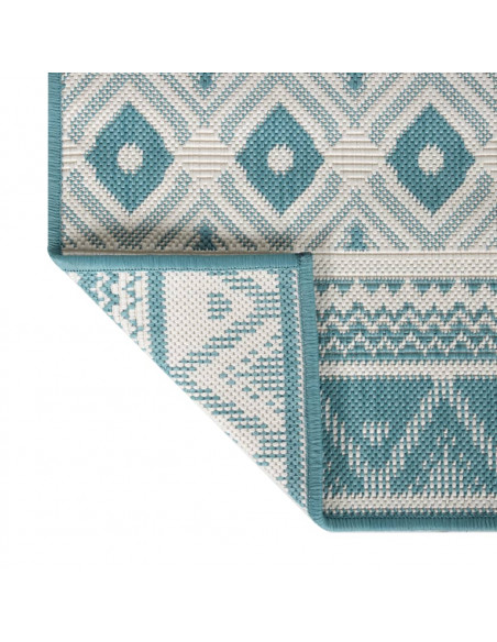 Tappeto da Esterno Aqua e Bianco 80x150 cm Design Reversibile