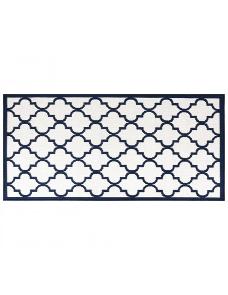 Tappeto da Esterno Navy e Bianco 80x150 cm Design Reversibile
