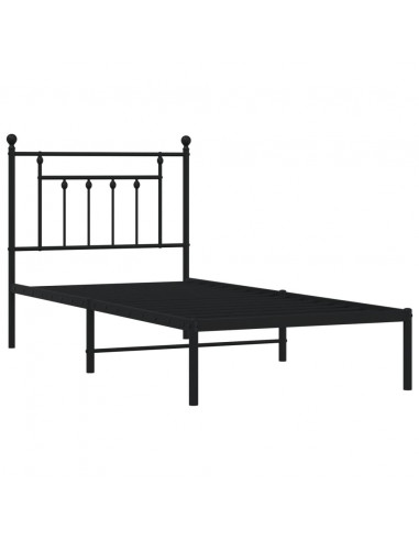 Giroletto con Testiera in Metallo Nero 80x200 cm