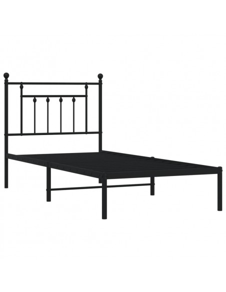 Giroletto con Testiera in Metallo Nero 80x200 cm