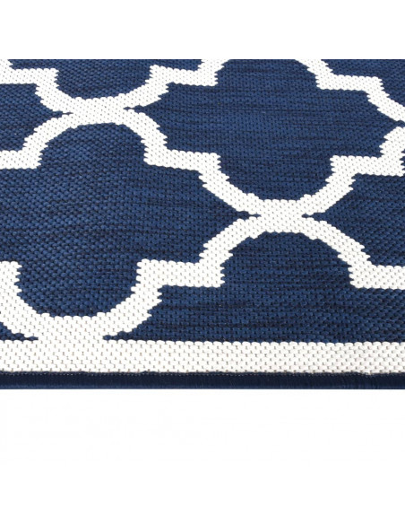 Tappeto da Esterno Navy e Bianco 80x150 cm Design Reversibile