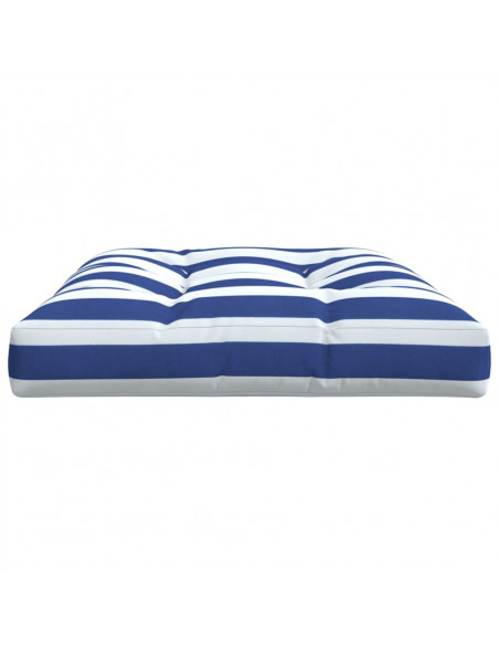 Cuscino per Pallet Strisce Bianche e Blu 120x80x12cm in Tessuto