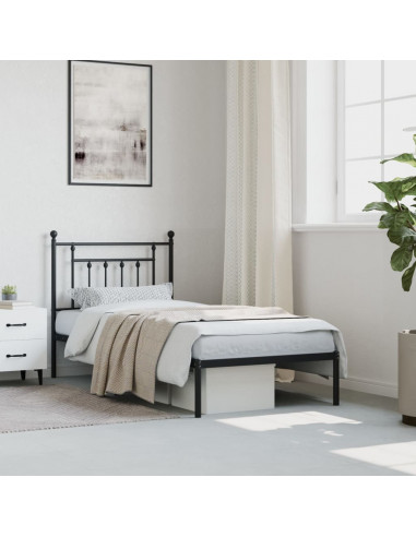 Giroletto con Testiera in Metallo Nero 80x200 cm