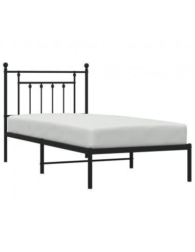 Giroletto con Testiera in Metallo Nero 80x200 cm