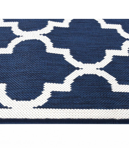 Tappeto da Esterno Navy e Bianco 80x250 cm Design Reversibile