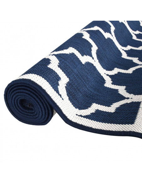 Tappeto da Esterno Navy e Bianco 80x250 cm Design Reversibile