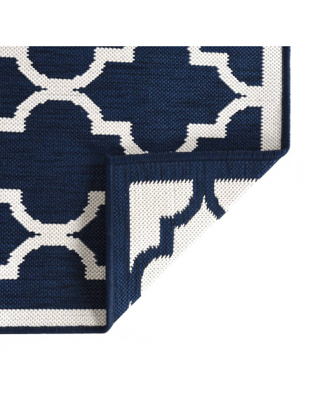 Tappeto da Esterno Navy e Bianco 80x250 cm Design Reversibile