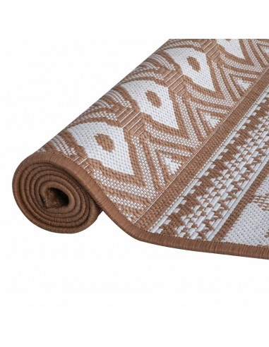 Tappeto da Esterno Marrone e Bianco 80x150 cm Reversibile