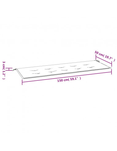 Cuscino Panca Giardino Bianco e Blu 150x50x4 cm Tessuto Oxford