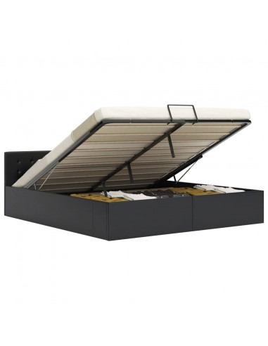 Giroletto con Contenitore Idraulico Nero Similpelle 180x200cm