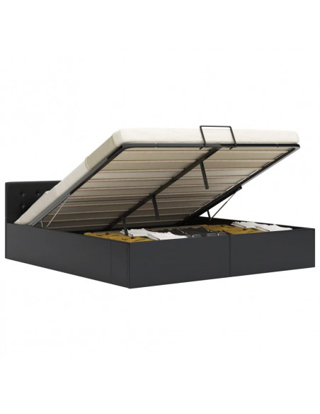 Giroletto con Contenitore Idraulico Nero Similpelle 180x200cm