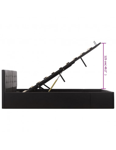 Giroletto con Contenitore Idraulico Nero Similpelle 180x200cm