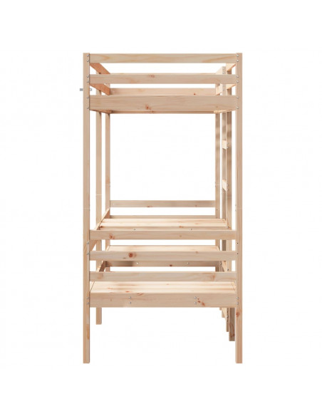 Giroletto Soppalco con Scrivania e Sedie 75x190cm Legno Pino