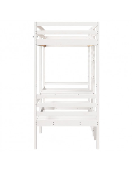 Giroletto Soppalco con Scrivania e Sedie Bianco 75x190cm Pino