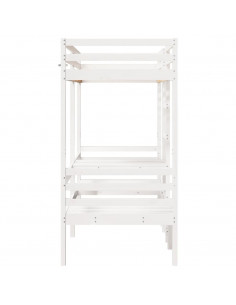 Giroletto Soppalco con Scrivania e Sedie Bianco 80x200cm Pino