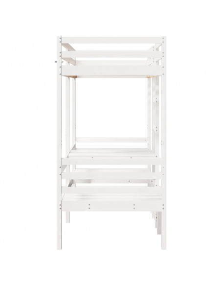 Giroletto Soppalco con Scrivania e Sedie Bianco 80x200cm Pino