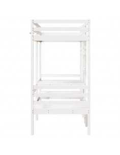 Giroletto Soppalco con Scrivania e Sedie Bianco 90x190cm Pino