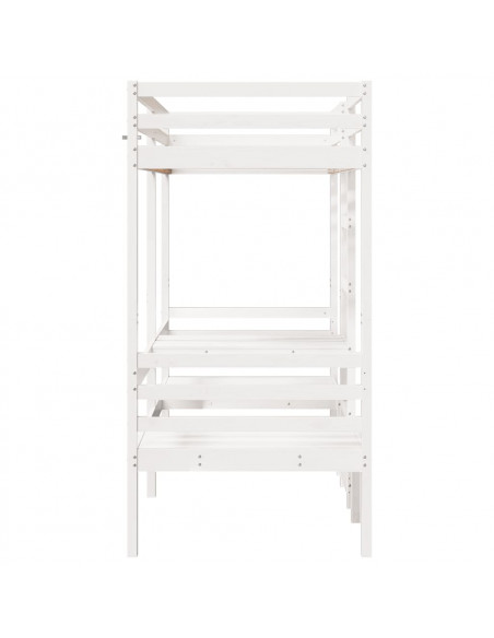 Giroletto Soppalco con Scrivania e Sedie Bianco 90x190cm Pino