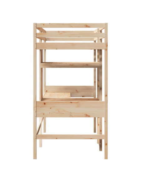Giroletto Soppalco con Scrivanie e Ripiani 90x200cm Legno Pino