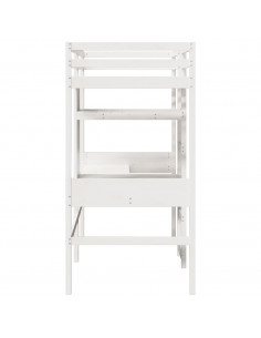 Giroletto Soppalco con Scrivanie e Ripiani Bianco 90x200cm Pino