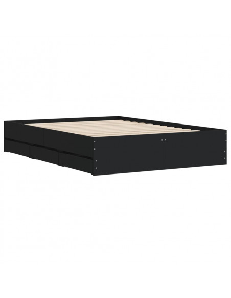 Giroletto con Cassetti Nero 135x190 cm in Legno Multistrato