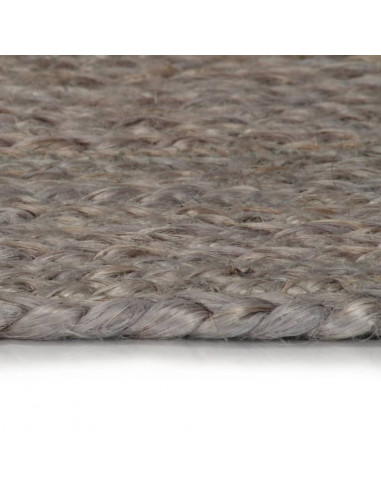 Tappeto Lavorato a Mano in Juta Rotondo 120 cm Grigio