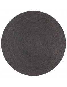 Tappeto Lavorato a Mano in Juta Rotondo 90 cm Grigio Scuro