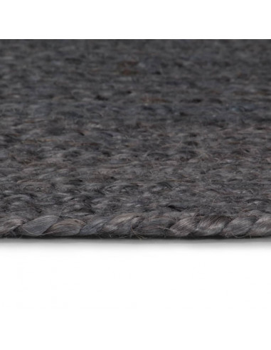 Tappeto Lavorato a Mano in Juta Rotondo 90 cm Grigio Scuro