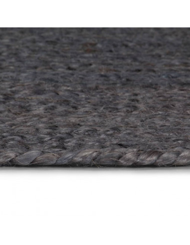 Tappeto Lavorato a Mano in Juta Rotondo 120 cm Grigio Scuro