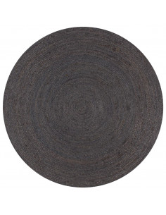 Tappeto Lavorato a Mano in Juta Rotondo 150 cm Grigio Scuro