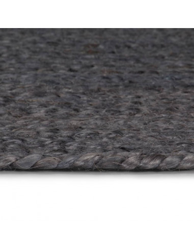 Tappeto Lavorato a Mano in Juta Rotondo 150 cm Grigio Scuro