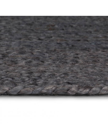 Tappeto Lavorato a Mano in Juta Rotondo 150 cm Grigio Scuro