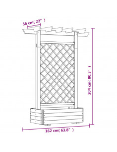 Fioriera con Pergolato da Giardino 162x56x204 cm in Legno