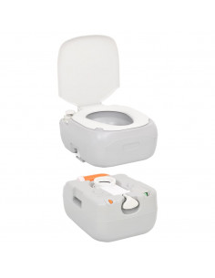 Toilette da Campeggio Portatile Grigia e Bianca 22+12 L in HDPE