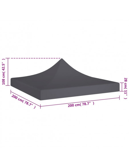 Tetto per Tendone per Feste 2x2 m Antracite 270 g/m²