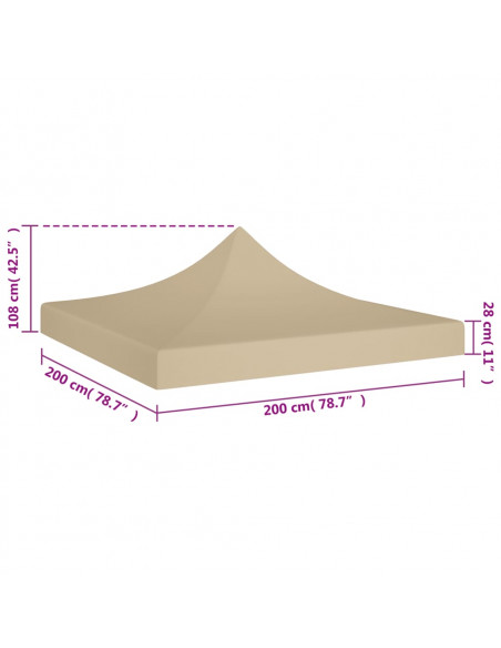 Tetto per Tendone per Feste 2x2 m Beige 270 g/m²