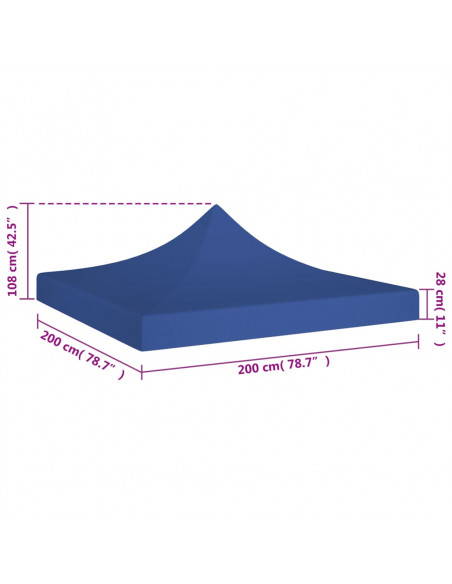 Tetto per Tendone per Feste 2x2 m Blu 270 g/m²