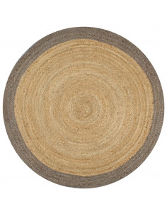 Tappeto Lavorato a Mano in Juta con Bordo Grigio 90 cm