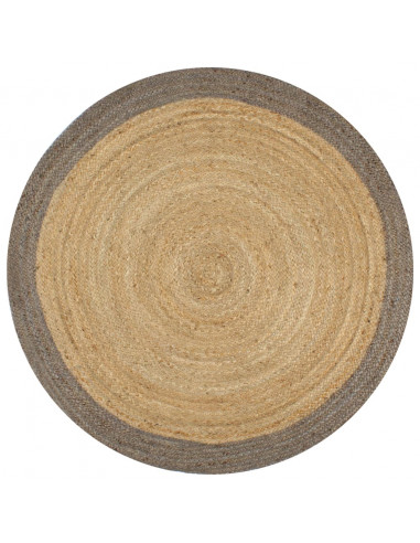 Tappeto Lavorato a Mano in Juta con Bordo Grigio 90 cm