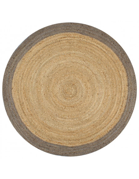 Tappeto Lavorato a Mano in Juta con Bordo Grigio 90 cm