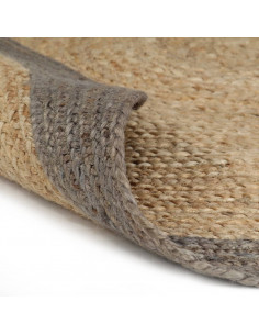 Tappeto Lavorato a Mano in Juta con Bordo Grigio 90 cm 2