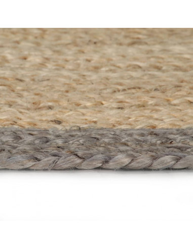 Tappeto Lavorato a Mano in Juta con Bordo Grigio 90 cm