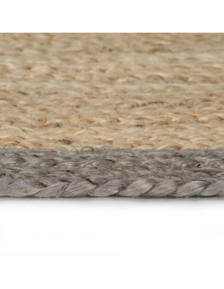 Tappeto Lavorato a Mano in Juta con Bordo Grigio 90 cm