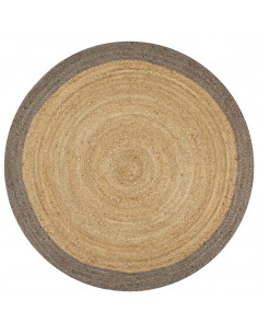 Tappeto Lavorato a Mano in Juta con Bordo Grigio 120 cm