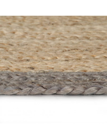 Tappeto Lavorato a Mano in Juta con Bordo Grigio 120 cm
